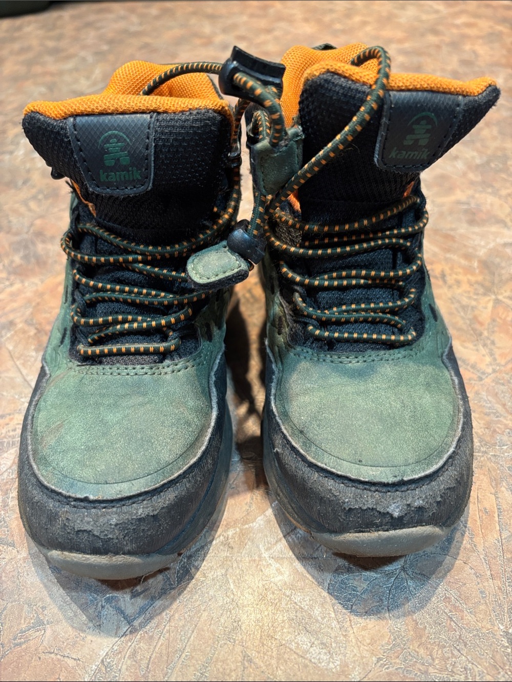 Kamik Kids Green, Black and Orange Lace-Up Winter Boots